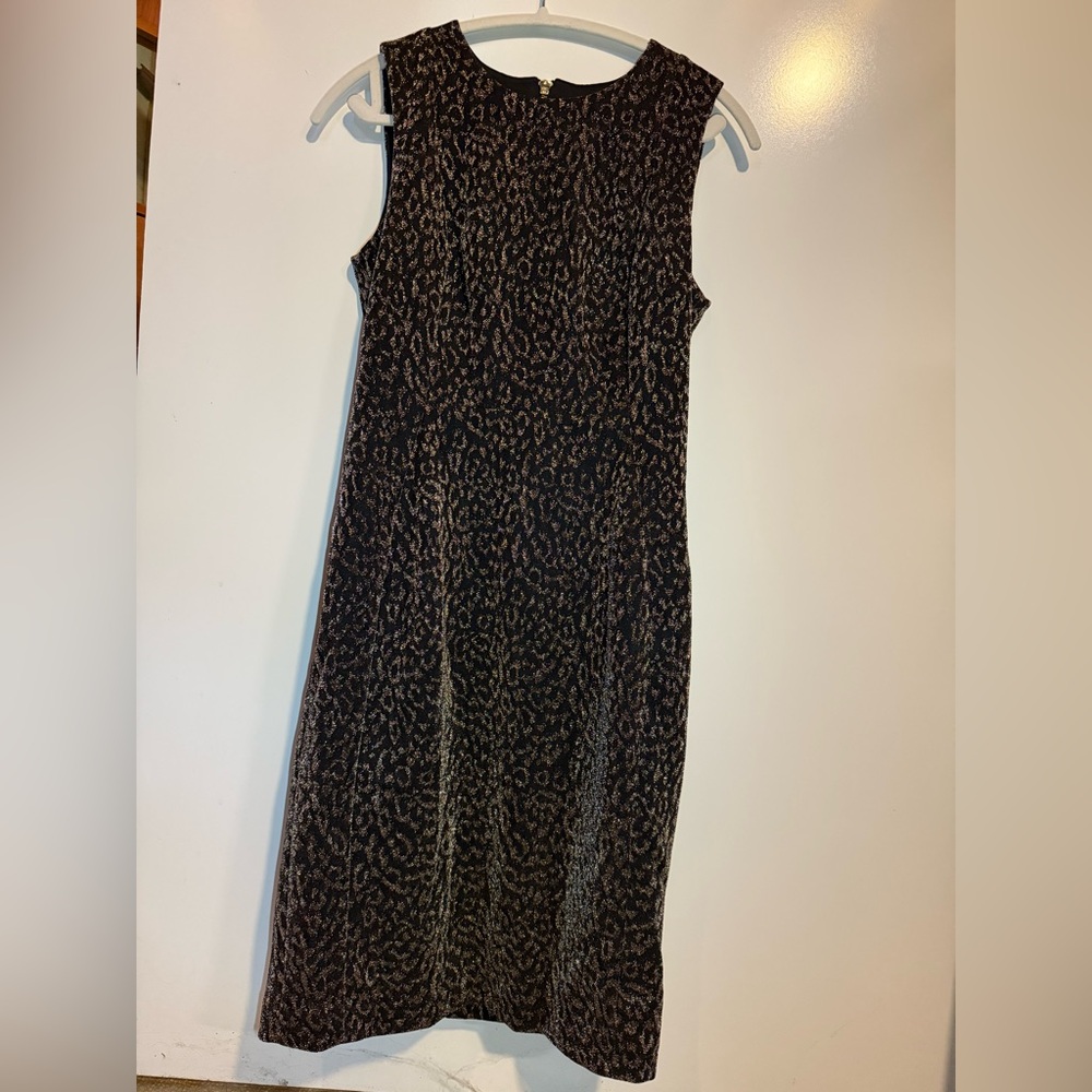 Calvin Klein NWT Sleeveless Sheath Dress Women Metallic Animal Print 8 Evening